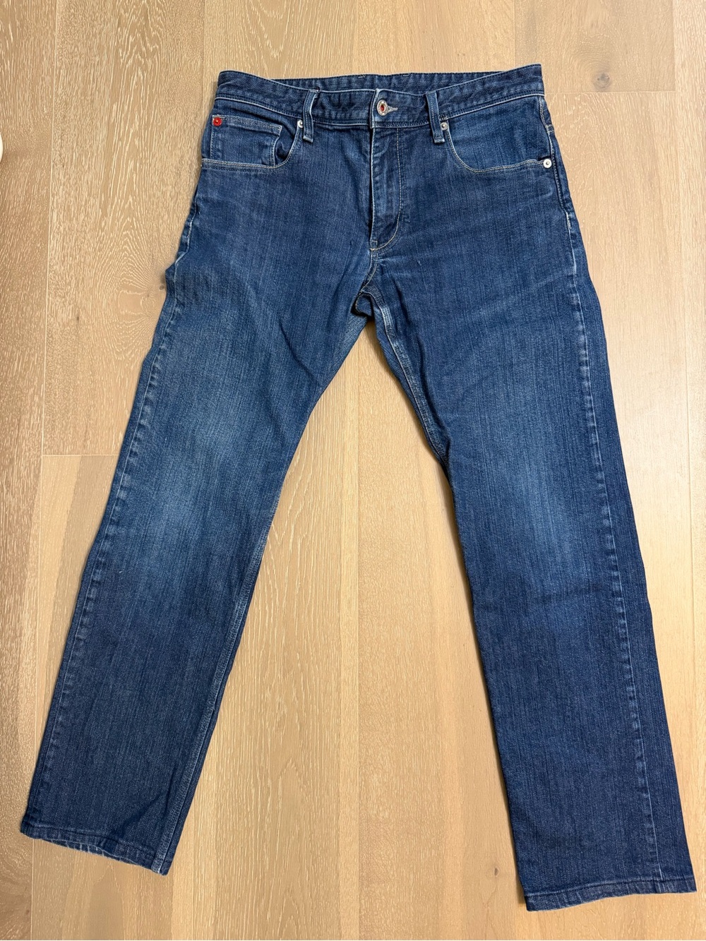 Love Moschino Dark Wash Peace Sign Patch Straight Leg Jeans